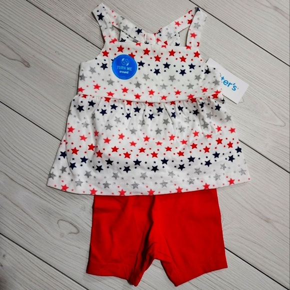 Carter's 2 piece short and tank top Red white and blue outfit Size 3MO NWT - Picture 1 of 14